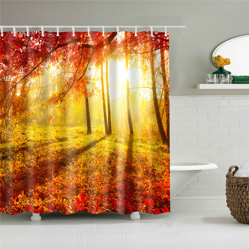 Lehtede taime käsitsi maalitud maastiku kaktusepuu print Veekindel dušikardin Vann Kodukaunistus konksuga cortina de la ducha