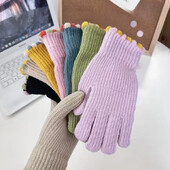 Mănuși noi, de culoare bomboană, mănuși tricotate pentru femei, pentru iarnă, încălzitor de mâini, mănuși de scris pentru studenți, mănuși pentru ecran tactil cu cinci degete