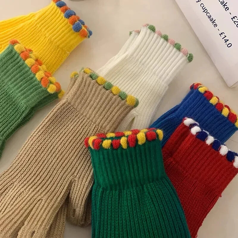 Mănuși noi, de culoare bomboană, mănuși tricotate pentru femei, pentru iarnă, încălzitor de mâini, mănuși de scris pentru studenți, mănuși pentru ecran tactil cu cinci degete
