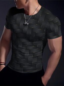 Ikdienas vingrinājums Fitness elpojošs apaļš kakla izgriezums ar īsām piedurknēm āra ikdienas modes vīriešu T-krekls, vienkāršs rūtains ar apdruku ar īsām piedurknēm