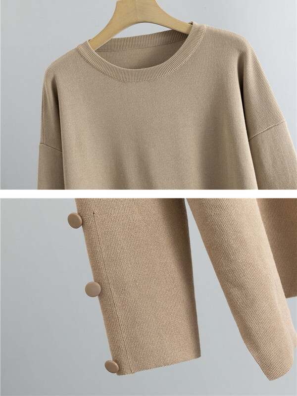 Seturi de 2 piese tricotate largi, tricotate, pentru femei, cu gâtul în formă de O, tricotaje, pulover, pulover, topuri, ansamblu, coreeană, talie înaltă, pantaloni largi, ținută