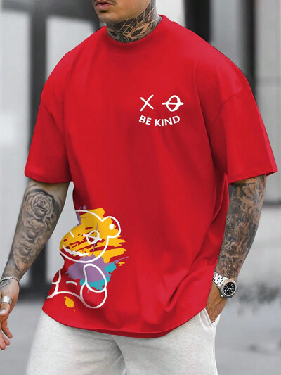 Noua colecție de vară 2024, tricou casual pentru bărbați, cu mâneci scurte, cu litere din desene animate imprimate