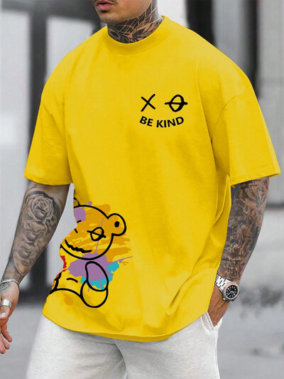 Noua colecție de vară 2024, tricou casual pentru bărbați, cu mâneci scurte, cu litere din desene animate imprimate