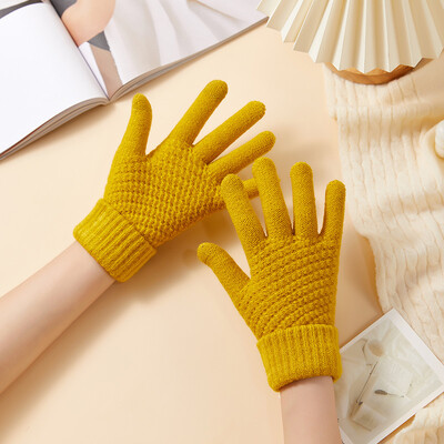 Mănuși tricotate calde de iarnă în aer liber Mănuși pentru femei cu ecran tactil pentru femei Mănuși pline și tricotate îngroșate