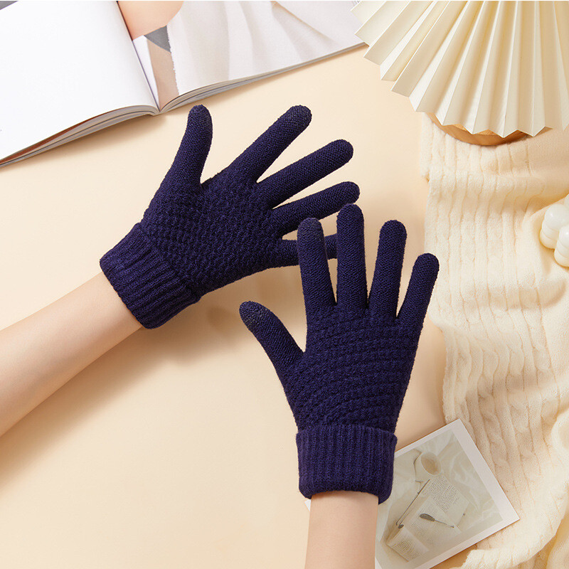 Mănuși tricotate calde de iarnă în aer liber Mănuși pentru femei cu ecran tactil pentru femei Mănuși pline și tricotate îngroșate