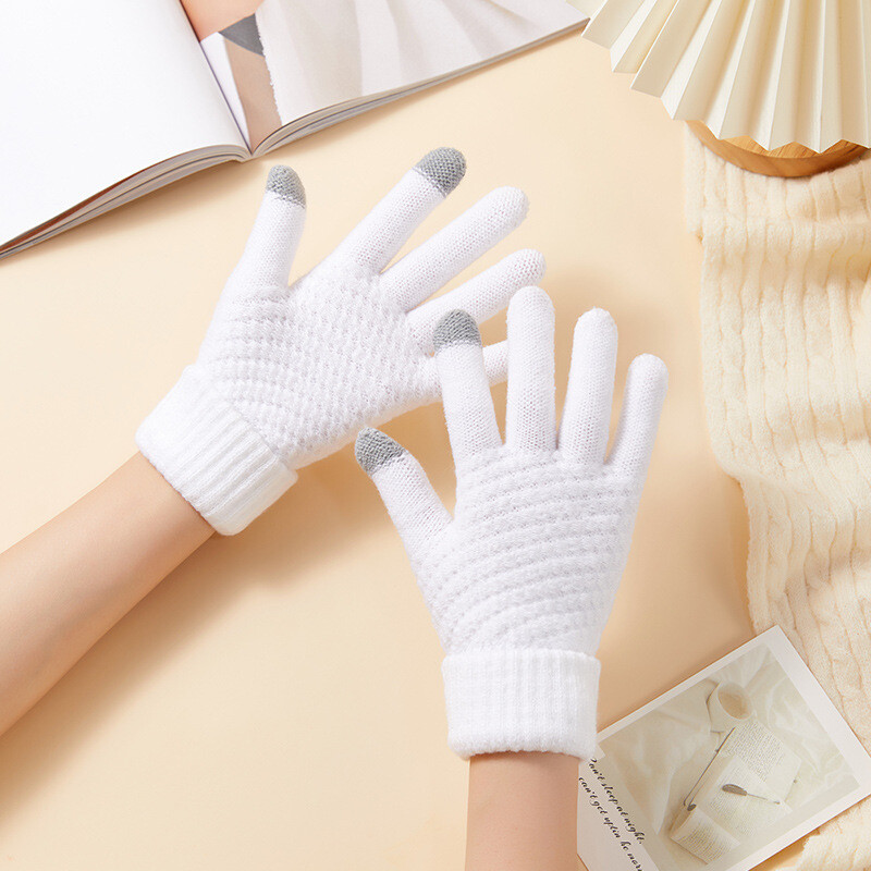 Mănuși tricotate calde de iarnă în aer liber Mănuși pentru femei cu ecran tactil pentru femei Mănuși pline și tricotate îngroșate