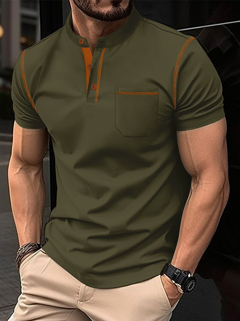Cămașă POLO pentru bărbați cu mâneci scurte de vară, buzunar cu guler, pulover de in pentru bărbați, așchii monocrom, slim street promoție,