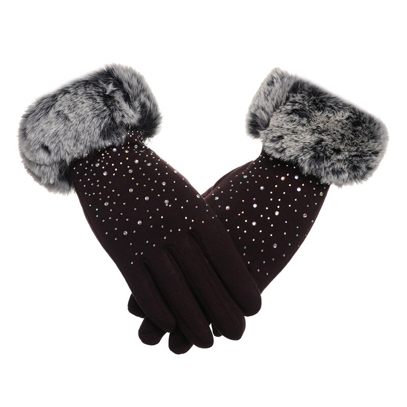 Mănuși de iarnă cu ecran tactil la modă pentru femei, plus catifea, mănuși calde pentru conducere termică, schi rezistente la vânt, cu ecran tactil, mănuși