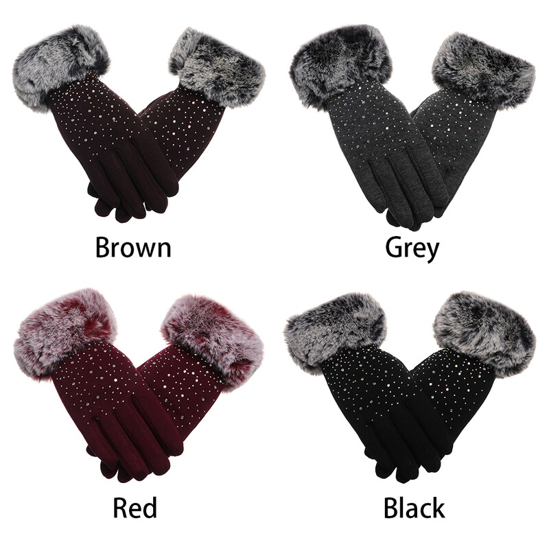 Mănuși de iarnă cu ecran tactil la modă pentru femei, plus catifea, mănuși calde pentru conducere termică, schi rezistente la vânt, cu ecran tactil, mănuși