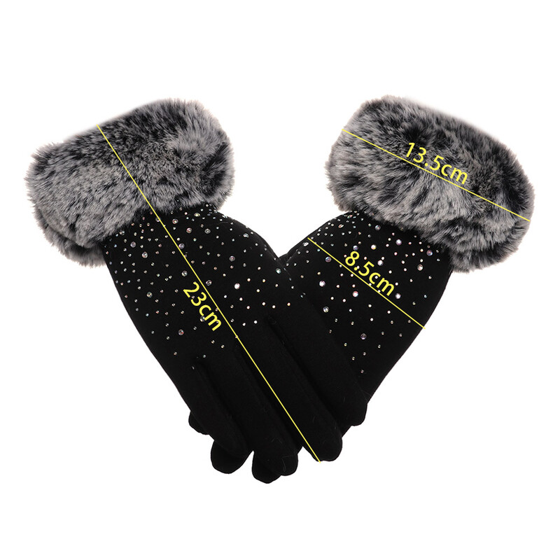 Mănuși de iarnă cu ecran tactil la modă pentru femei, plus catifea, mănuși calde pentru conducere termică, schi rezistente la vânt, cu ecran tactil, mănuși