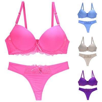 Nouvelle cupă BCDE fără sudură Lenjerie intimă pentru femei Tanga din dantelă Set de lenjerie sexy Albastru Roz Violet Alb Sutien Chilote