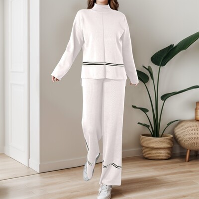 Sieviešu bikšu komplekti 2 gabali sieviešu trikotāžas 2 gabalu tērpi džemperis ar džemperi, topi plati спортивный костюм женский