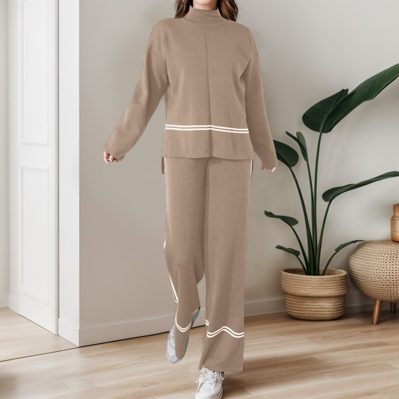 Sieviešu bikšu komplekti 2 gabali sieviešu trikotāžas 2 gabalu tērpi džemperis ar džemperi, topi plati спортивный костюм женский