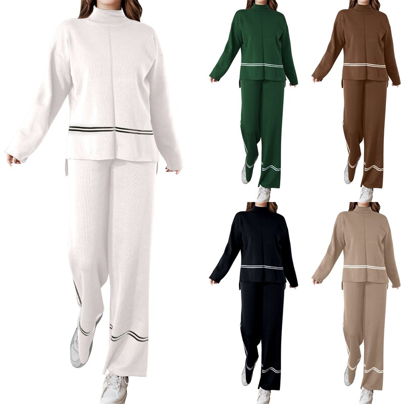 Sieviešu bikšu komplekti 2 gabali sieviešu trikotāžas 2 gabalu tērpi džemperis ar džemperi, topi plati спортивный костюм женский