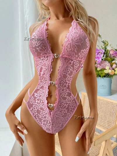 Lenjerie sexy Femeie Dantela Lenjerie de corp transparentă Seturi de slipuri Set de sutien delicat Push Up Breves Seturi de sutiene sexy subțiri erotice Body