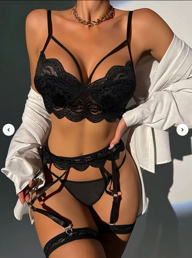 Set de lenjerie sexy pentru femeie din dantelă Lenjerie de corp transparentă Seturi de slip Set sutien Push Up Breves Set sutien și chiloți erotici