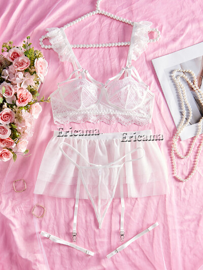 Lenjerie sexy Femei Dantela Lenjerie transparentă Seturi Slip Set Sutien Push Up Breves Seturi Set Sutien Erotic Lenjerie intima sexy