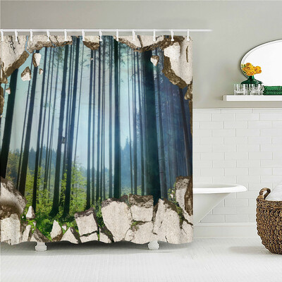 Padure de mesteacan copaci perdea de dus cu imprimeuri peisaje naturale tesatura impermeabila poliester perdele de baie decorare cu carlige