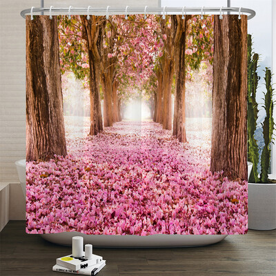 Padure de mesteacan copaci perdea de dus cu imprimeuri peisaje naturale tesatura impermeabila poliester perdele de baie decorare cu carlige
