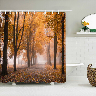 Padure de mesteacan copaci perdea de dus cu imprimeuri peisaje naturale tesatura impermeabila poliester perdele de baie decorare cu carlige