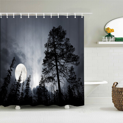 Padure de mesteacan copaci perdea de dus cu imprimeuri peisaje naturale tesatura impermeabila poliester perdele de baie decorare cu carlige