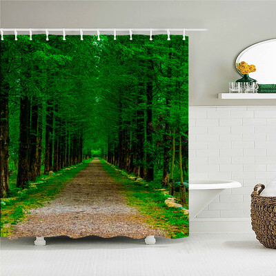 Padure de mesteacan copaci perdea de dus cu imprimeuri peisaje naturale tesatura impermeabila poliester perdele de baie decorare cu carlige