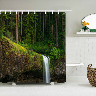 Padure de mesteacan copaci perdea de dus cu imprimeuri peisaje naturale tesatura impermeabila poliester perdele de baie decorare cu carlige