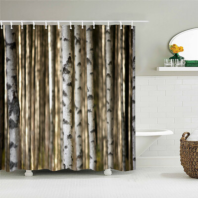 Padure de mesteacan copaci perdea de dus cu imprimeuri peisaje naturale tesatura impermeabila poliester perdele de baie decorare cu carlige