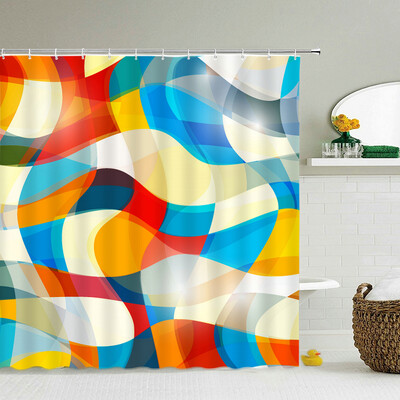 Neperšlampama poliesterio spalvinga dušo užuolaida Moderni spalvota spauda vonios kambario užuolaidai Ilga 180*200cm Dušo užuolaidos Cortina