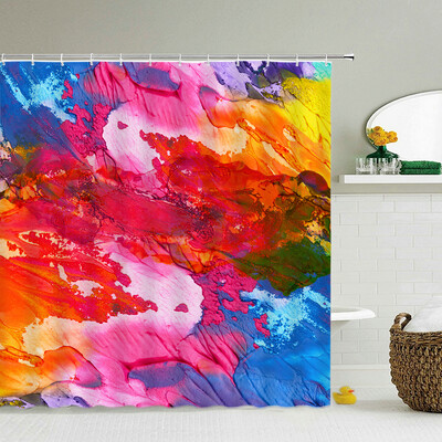 Neperšlampama poliesterio spalvinga dušo užuolaida Moderni spalvota spauda vonios kambario užuolaidai Ilga 180*200cm Dušo užuolaidos Cortina