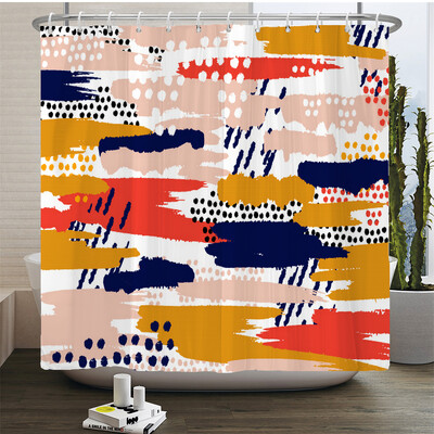 Neperšlampama poliesterio spalvinga dušo užuolaida Moderni spalvota spauda vonios kambario užuolaidai Ilga 180*200cm Dušo užuolaidos Cortina