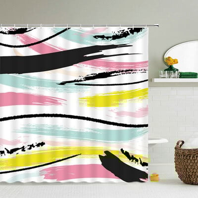 Neperšlampama poliesterio spalvinga dušo užuolaida Moderni spalvota spauda vonios kambario užuolaidai Ilga 180*200cm Dušo užuolaidos Cortina