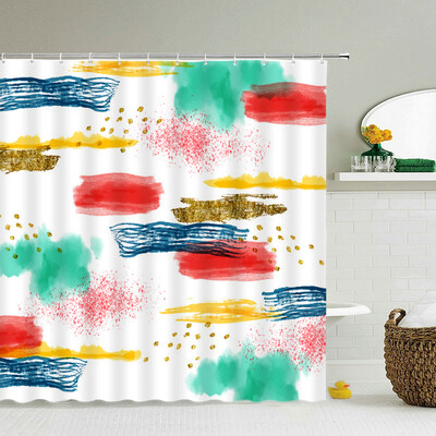 Neperšlampama poliesterio spalvinga dušo užuolaida Moderni spalvota spauda vonios kambario užuolaidai Ilga 180*200cm Dušo užuolaidos Cortina