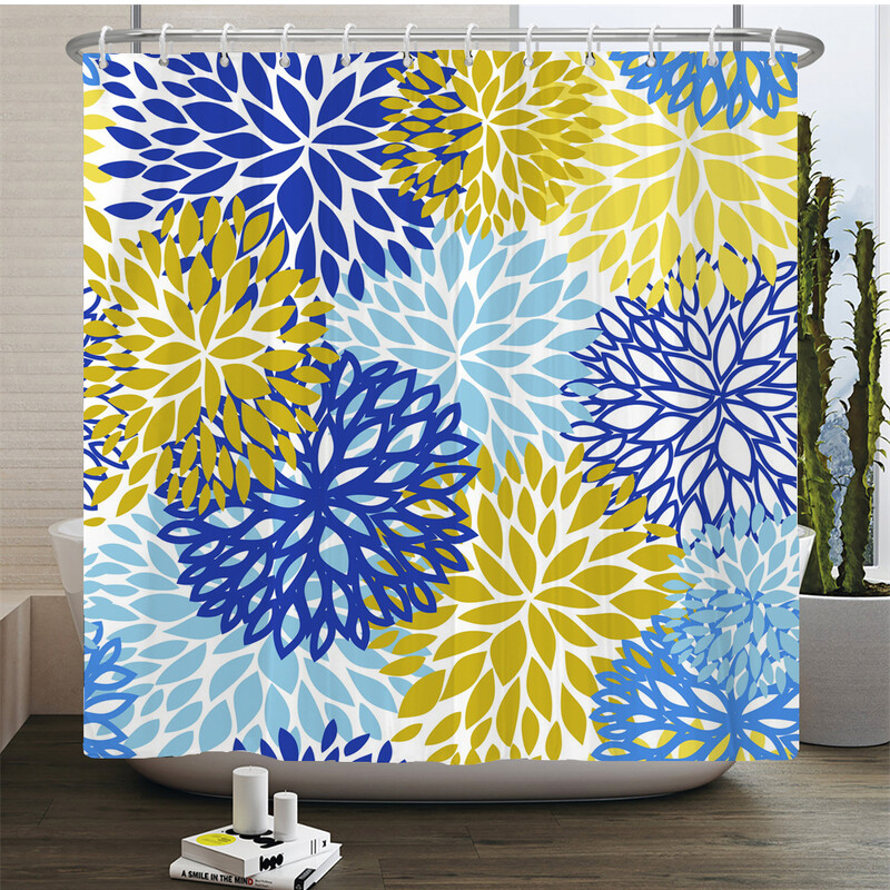 Neperšlampama poliesterio spalvinga dušo užuolaida Moderni spalvota spauda vonios kambario užuolaidai Ilga 180*200cm Dušo užuolaidos Cortina