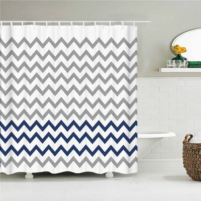 Aukštos kokybės geometrinio rašto spausdintas audinys Dušo užuolaidos Vonia Neperšlampami gaminiai Vonios kambario dekoras su 12 kabliukų