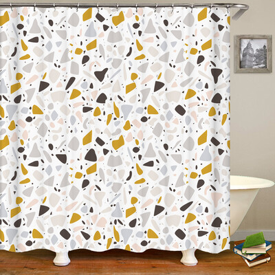 Aukštos kokybės geometrinio rašto spausdintas audinys Dušo užuolaidos Vonia Neperšlampami gaminiai Vonios kambario dekoras su 12 kabliukų