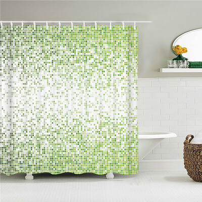 Aukštos kokybės geometrinio rašto spausdintas audinys Dušo užuolaidos Vonia Neperšlampami gaminiai Vonios kambario dekoras su 12 kabliukų