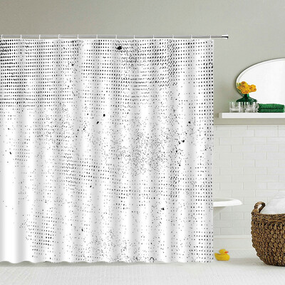 Aukštos kokybės geometrinio rašto spausdintas audinys Dušo užuolaidos Vonia Neperšlampami gaminiai Vonios kambario dekoras su 12 kabliukų