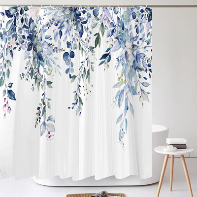 Minimalistinio meno poliesterio audinio akvarelės lapai augalas su gėlėmis vonios kambario dekoru Dušo užuolaida 180*180cm su kabliukais