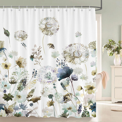 Minimalistinio meno poliesterio audinio akvarelės lapai augalas su gėlėmis vonios kambario dekoru Dušo užuolaida 180*180cm su kabliukais