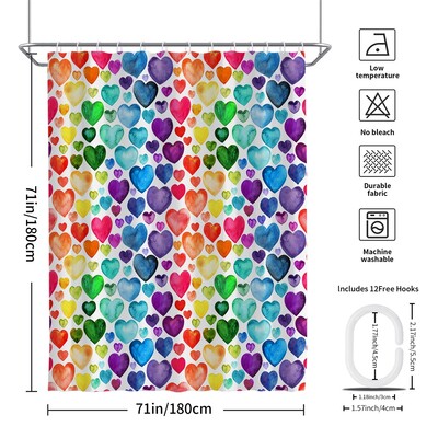 1PC, septynių spalvų vaivorykštės nuotaika, moderni namų vonios kambario vandeniui atspari dušo užuolaida, su 12 plastikinių kabliukų, 71in*71in