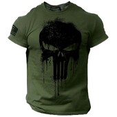 Vīriešu 3D Patriotic Military Skull Printed T-krekls ar īsām piedurknēm