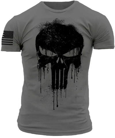 Vīriešu 3D Patriotic Military Skull Printed T-krekls ar īsām piedurknēm