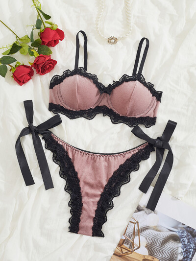 Adulti Doamne Lenjerie sexy pentru lenjerie de corp de dama Dantela rosu vin Sutiene sexy și tanga Set deschis Costume de Halloween pentru femei