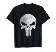 Comics Punisher Skull Symbol Distressed T-Shirt за мъже, жени, памучна лятна тениска