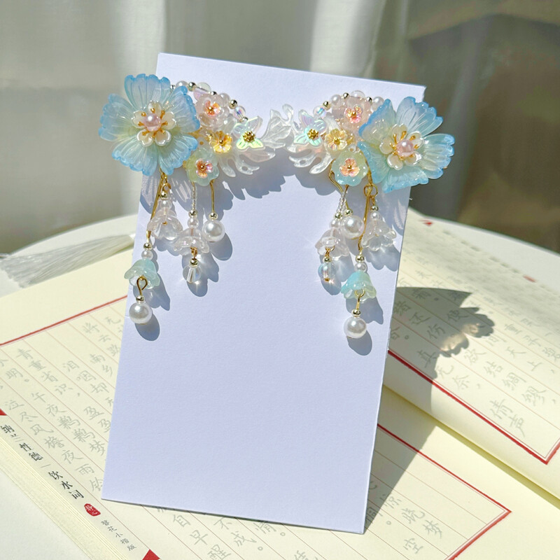 Accesorii de păr cu ciucuri pentru fete în stil antic Hanfu, agrafă de păr cu pandantiv cu flori, agrafă de păr pentru fete