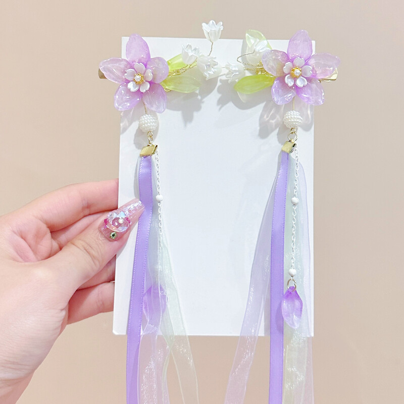 Accesorii de păr cu ciucuri pentru fete în stil antic Hanfu, agrafă de păr cu pandantiv cu flori, agrafă de păr pentru fete