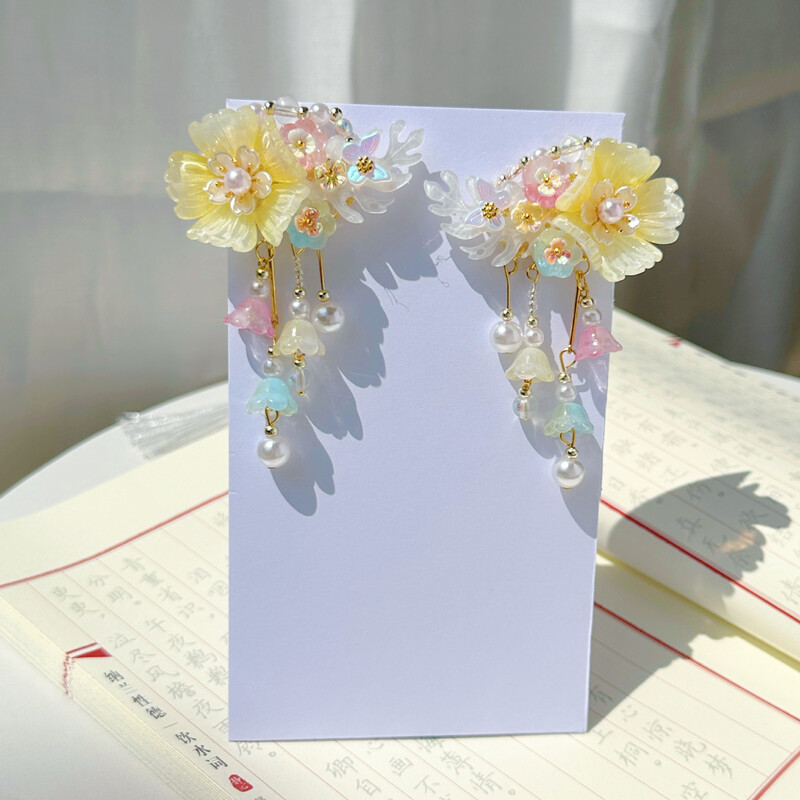 Accesorii de păr cu ciucuri pentru fete în stil antic Hanfu, agrafă de păr cu pandantiv cu flori, agrafă de păr pentru fete