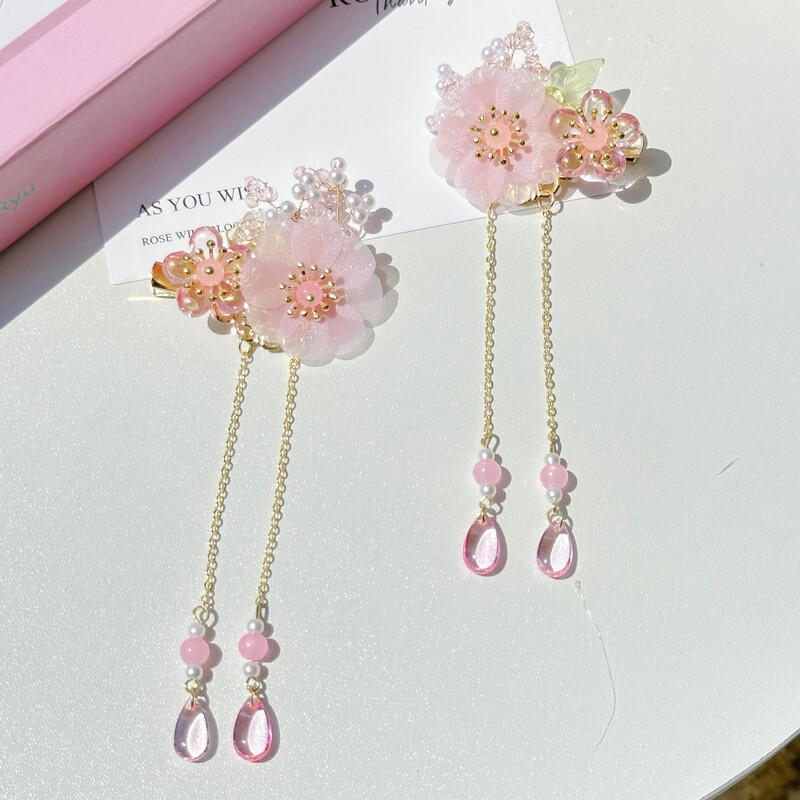 Accesorii de păr cu ciucuri pentru fete în stil antic Hanfu, agrafă de păr cu pandantiv cu flori, agrafă de păr pentru fete