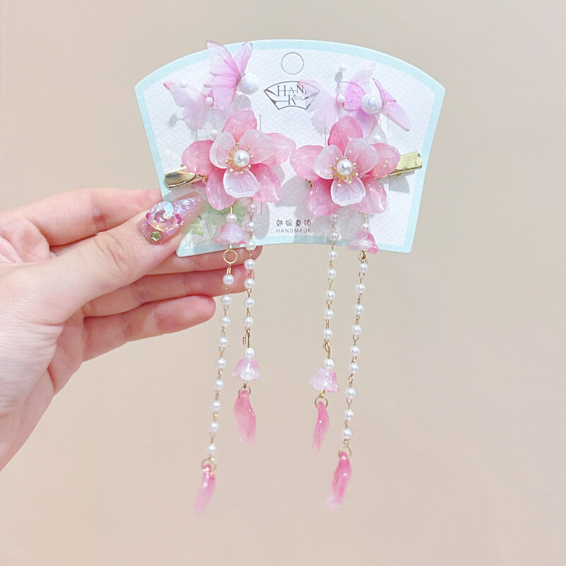 Accesorii de păr cu ciucuri pentru fete în stil antic Hanfu, agrafă de păr cu pandantiv cu flori, agrafă de păr pentru fete